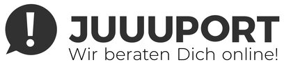 Das Logo von JUUUPORT mit dem Text "JUUUPORT. Wir beraten Dich online!"