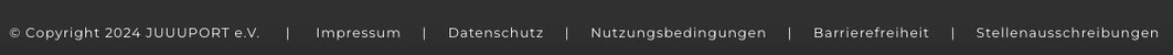 Footer von JUUUPORT mit Links zum Impressum und anderen weiterführenden Informationen