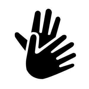 DGS Symbol für Deutsche Gebärdensprache (zwei übereinander liegende Hände)